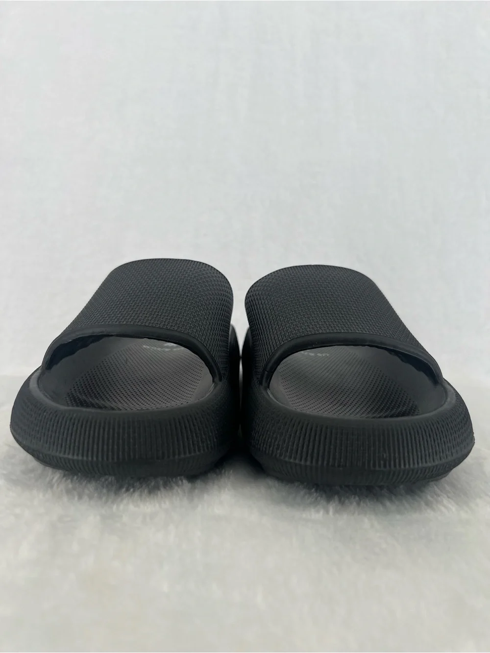 Cushionaire Feather Foam Slides Black New Sz 8 Comfy Cloud Cushion Shower Spa
